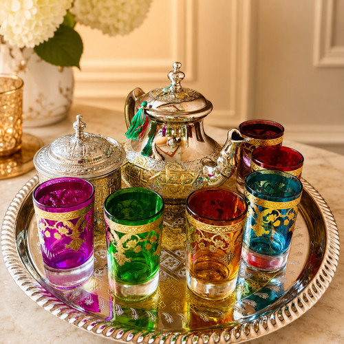 Moroccan tea set handmade - moroccan,