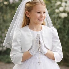 Girls Bolero White Satin Holy