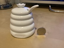 White Ceramic Honey Pot with