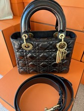 Lady Dior In Calfskin With Gold Hardware and adjustable strap 