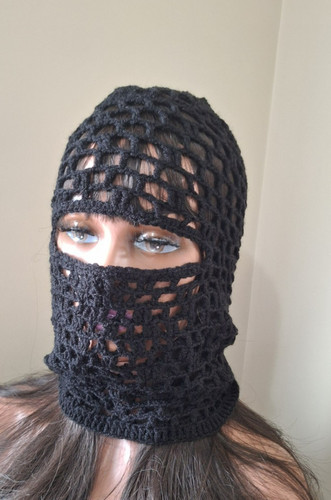 Handmade black crochet mesh - black,