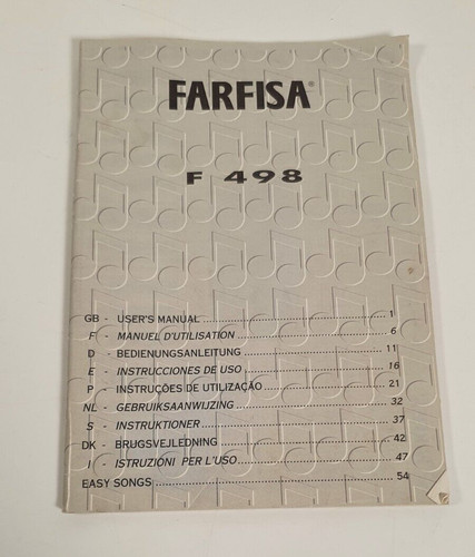 Farfisa f498 keyboard user - farfisa,