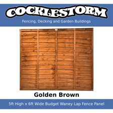 5ft High x 6ft Wide Golden Brown Fence Panel - Free Delivery Within 70 Miles