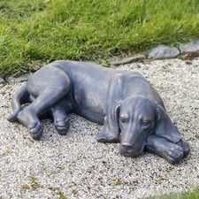 Grey Content Dog Sculpture