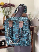 Oilily Teal Pattern Tote Bag
