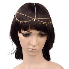 GRECIAN BOHO EASTERN  ROMAN GOLD CHAIN DISC HEADBAND FESTIVAL HEADDRESS  