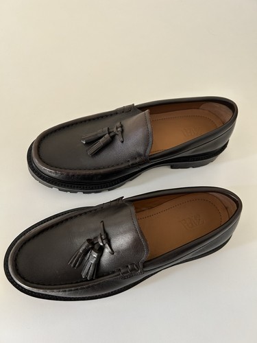 Zara mens brown leather tassel - brown,