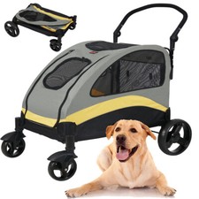 XXL Heavy Duty Dog Stroller Double Door Pet Trolley Carrier Cart Foldable Jogger