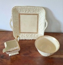 3 Pieces Mason's Oak Leaf and Acorn Iron Stone.  Platter Creamer & Bowl