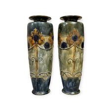 Pair of Royal Doulton Stoneware Art Nouveau Vases (Pattern C621)