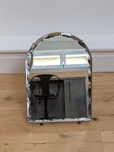 Vintage arched art deco mirror - arched,