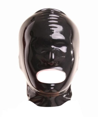 Black latex rubber hood - black, mask