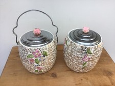 Wade 1930s floral biscuit barrel and matching lidded pot