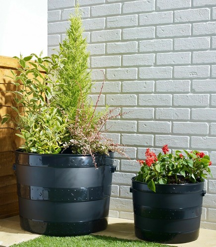Black plastic planter plant - planter,