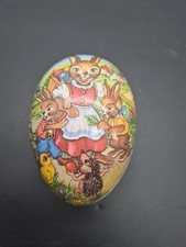 Antique Papier Paper Mache Cardboard Easter Egg Bunny Rabbits Germany Vintage