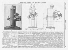 1909 Antique Engineering Print - Portable Boring and Milling Machine