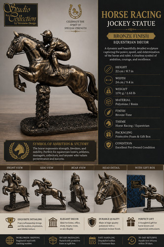 Horse racing jockey statue - horse,