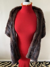 Mink Brown Fur Stole Wrap Vtg Retro 30's Chic
