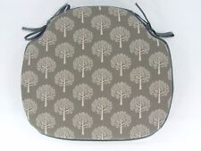 Mulberry Tree Smoke Grey Large Spindle Back Tie-On Seat Pad. Kitchen/Dining