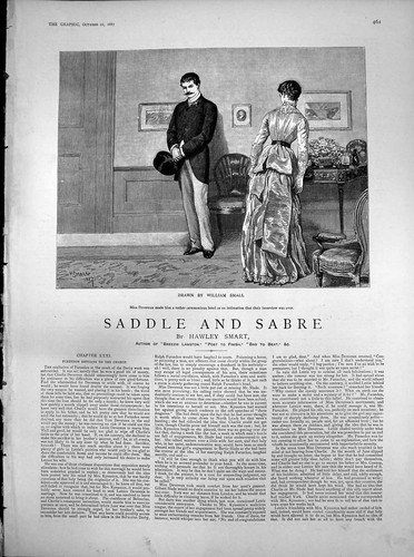 Old antique print saddle sabre - old,