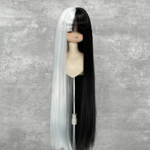 Dolls wigs black white color - black,