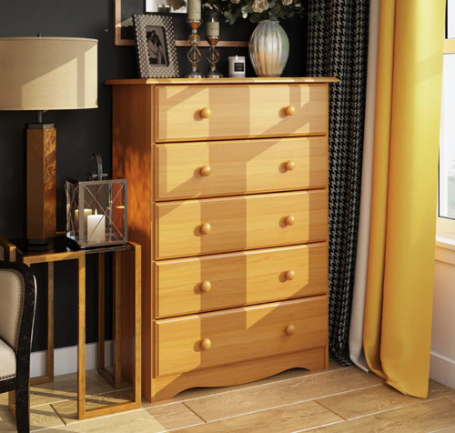 Solid wood five drawer - wood, chest