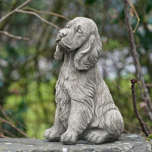 Spaniel stone statue animal - spaniel,