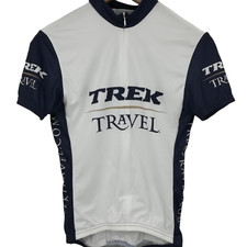 Trek Travel Short Sleeve Cycling Jersey Size S Womens 3/4 Zip White Race Set In