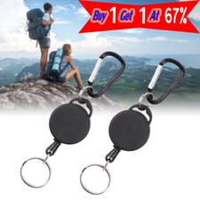 2x Mini Retractable Key Chain Cord Pull Spring Back Key Ring Holder for Outdoor