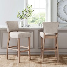 2X Linen Barstool Chairs High