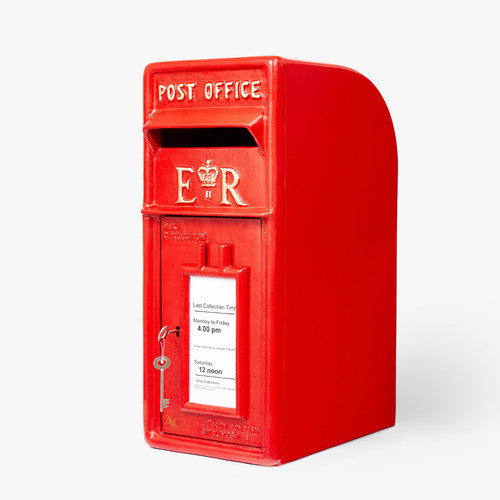 Post box red wall mounted - red,