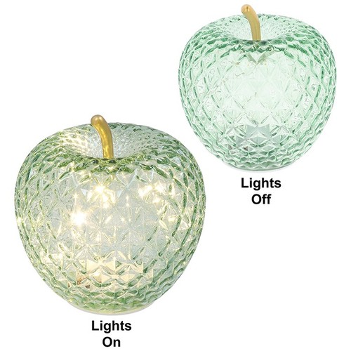 Led diamond cut glass apple - led,
