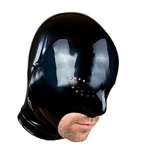Unisex black latex - unisex, hood