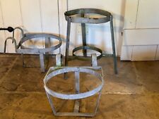 vintage galvanised hook on brackets to hold buckets for plants and metal frame