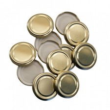 63mm Replacement Jam Jar Lids - Gold - Pack Of 12 - Fits 12oz Hexagonal Jars/1lb