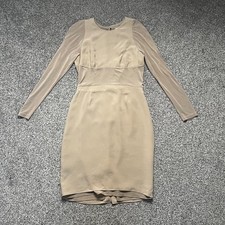 Burberry Mulberry Silk Midi Dress Sz 14UK 10US XL Beige High Waist Stretchy