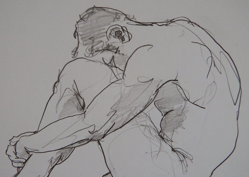 Male nude drawing expressive - drawing,