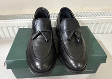 Men’s Samuel Windsor Tassel Black Leather Apron Toe Loafers Shoes UK 9.5 EU 44