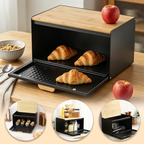 Bamboo wooden bread bin - wooden,