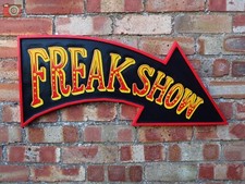 "FREAKSHOW" HAND MADE SIGN. Vintage Circus, Fairground Style. Painted & Carved