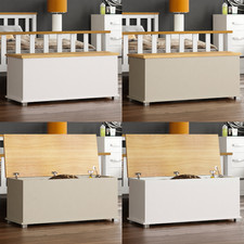 Arlington Storage Ottoman Chest Grey White Toy Chest Bedding Blanket Box Large