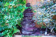 750mm Welsh Plum Slate Pyramid Water Feature Fountain with Pump & Rainbow Light