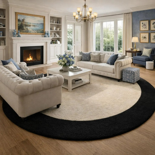 Round hand tufted wool rug - hand,