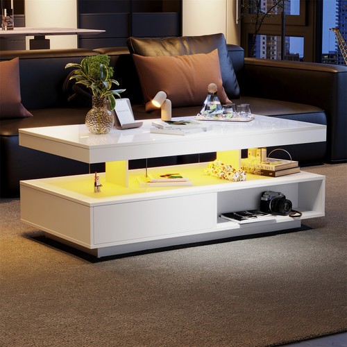 Coffee table white - high, gloss