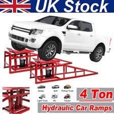 4 ton Hydraulic Car Ramps 2PC Heavy Duty Garage Auto Van Bottle Lift Jack Ramp