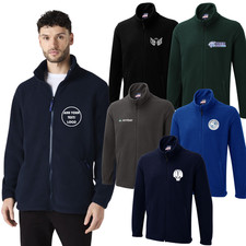 Custom Printed Fleece Jacket Men's Full Zip Workwear PERSONALISED Uniform Coat