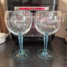2 X Bombay Sapphire Large 62cl Balloon Gin Glasses New Home Bar Blue Stem