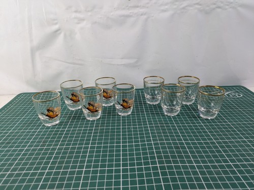 Vintage shot glasses flying - 9x,