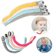 4x Dummy Clips Boys Girls Teething Soother Pacifier Clip Chain Holder Strap