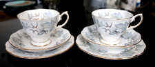2 x Vintage Royal Albert Silver Maple tea trio - cups, saucers & side plates